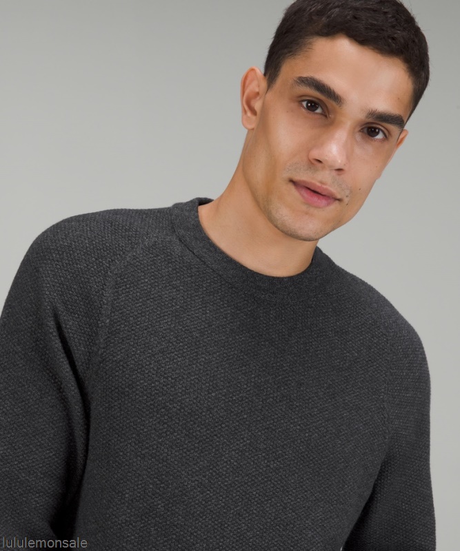 Lululemon Deutschland DELULU933 | Strukturstrickpullover Mit Rundhalsausschnitt Schwarz Meliert